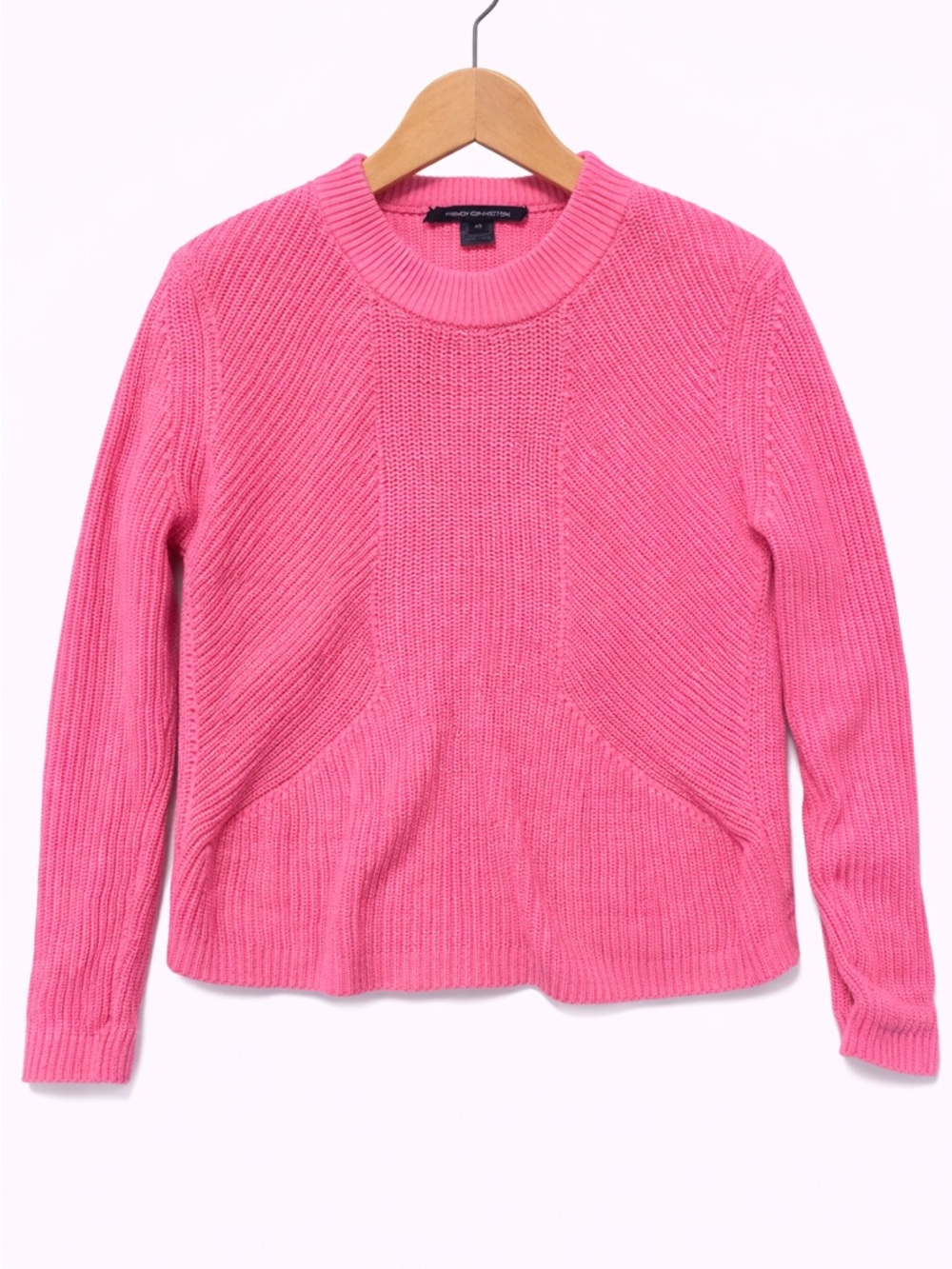 French Connection Hot Pink Ribbed Crewneck Sweater